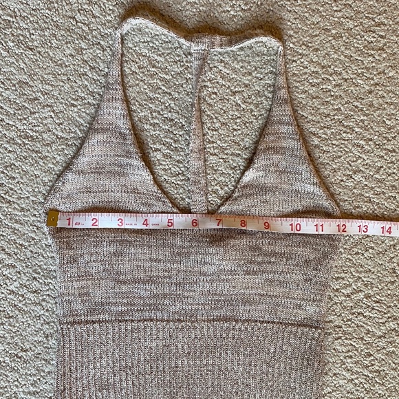 Full Tilt knit halter top cropped v-neck racerback beige Small - Picture 6 of 11